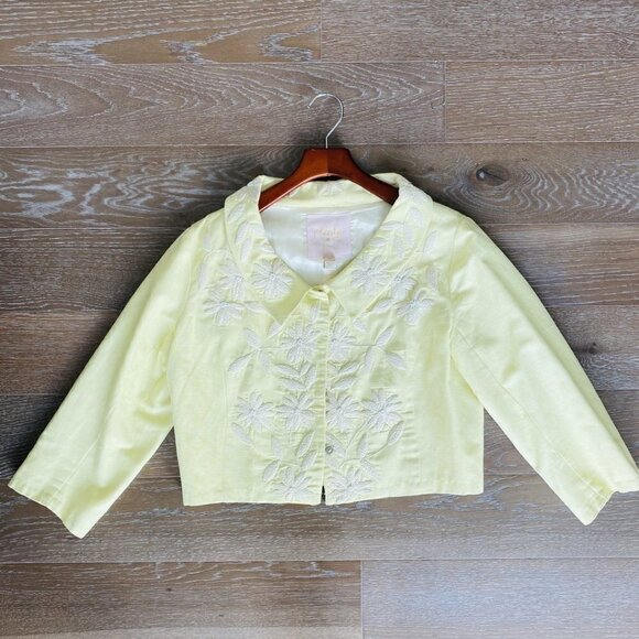 Plenty Cropped Floral Blazer | Yellow | 12. - Picture 1 of 5